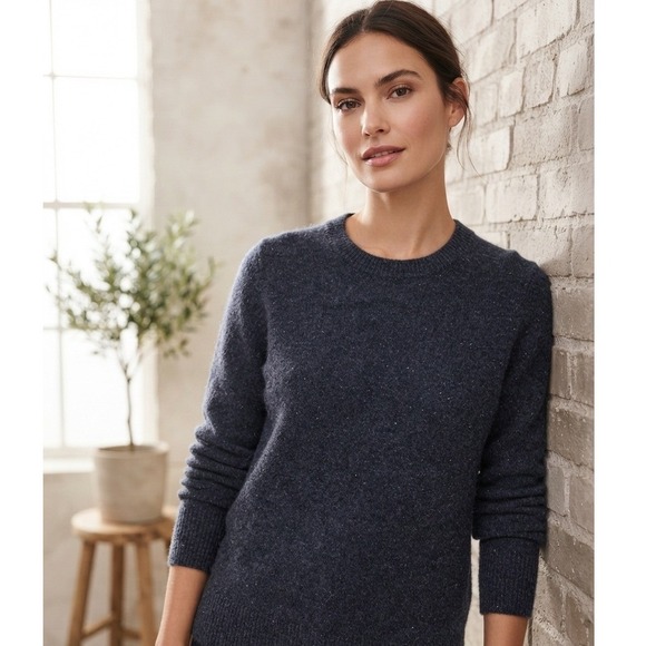 J. Crew Factory Sweaters - J.Crew 100% Lambs Wool Navy Crewneck Sweater Preppy Coastal Quiet Luxury Small